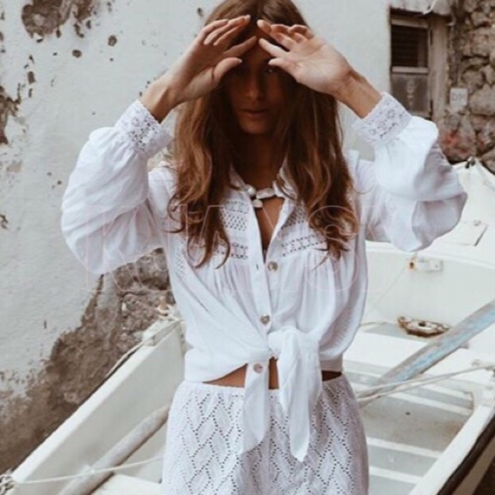 Bohemian Button Down Blouse - Picture 1 of 7